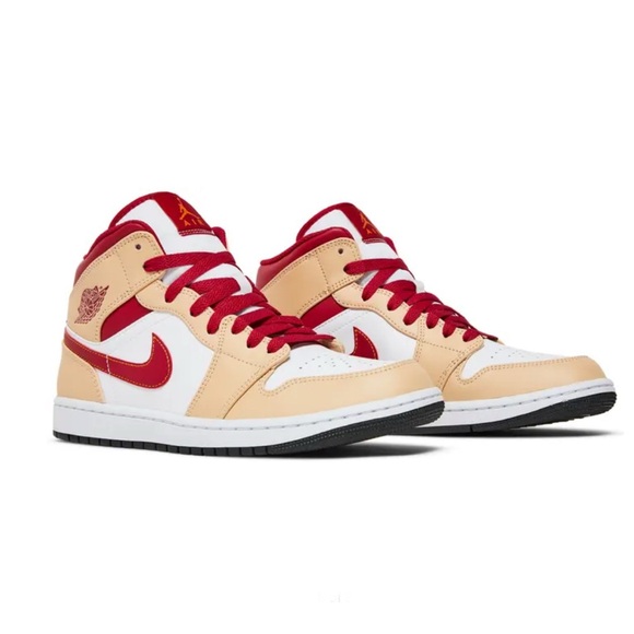 Red and Tan High-Top Sneakers - Picture 1 of 8